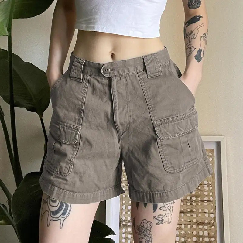High-Waisted Cargo Shorts